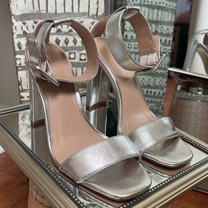 BCBG Silver Ankle Stap Sandals